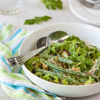 Green bean salad with yoghurt miso dressing