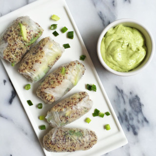 Green Goddess Spring Rolls with Avocado Dipping Sauce