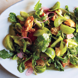 Green Panzanella with Pickled Shallot