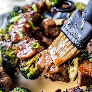 Grilled Beef and Broccoli Kebabs