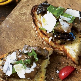 Grilled Bread with Eggplant & Basil