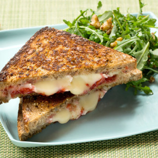 Grilled Brie Cheese &amp; Strawberry Jam Sandwiches with Arugula &amp; Waln