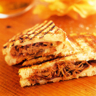 Grilled Cheese with Pulled Short Ribs and Pickled Red Onions