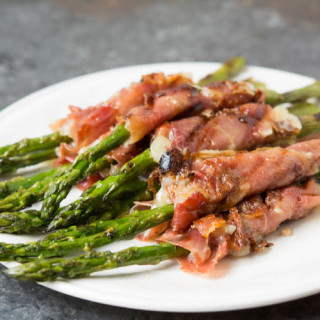 Grilled Cheesy Prosciutto Wrapped Asparagus
