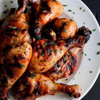 Grilled Chicken Drumsticks with Maple Dijon &amp; Chili Sauce Recipe