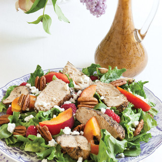 Grilled Chicken Salad with Grilled Peach Vinaigrette