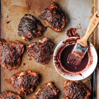 Grilled Chicken Thighs with Blackberry BBQ Sauce