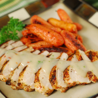 Grilled Chicken with Red Chile Veloute Sauce