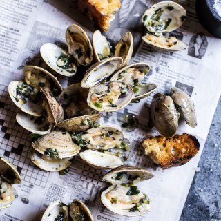 Grilled Clams with Charred Jalapeño Basil Butter.