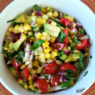 GRILLED CORN, AVOCADO AND TOMATO w/ HONEY LIME DRESSING 