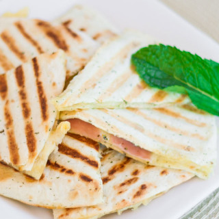 Grilled Golden Gruyere and Prosciutto Tortillas