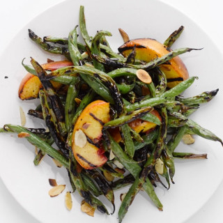 Grilled Green Beans and Peaches