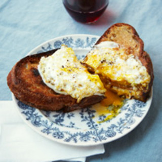 Grilled Ham-and-Pimento-Cheese Sandwiches with Fonduta and Fried Eggs