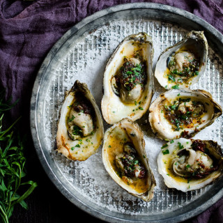 Grilled Oysters with Chipotle-Tarragon Butter and Gremolata