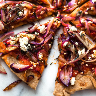 Grilled Pizza With Grilled Red Onions and Feta
