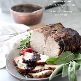 Grilled Pork Loin Roast with Balsamic and Raspberry Chili Glaze