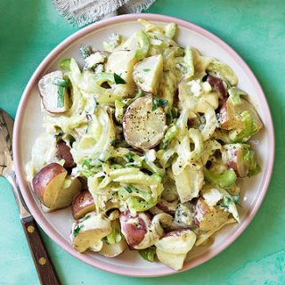 Grilled Potato and Onion Salad with Maytag Blue Cheese