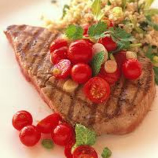 Grilled Salmon With Corn and Cherry Tomato Salsa