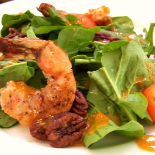 Grilled Shrimp, Radicchio, Spinach Salad