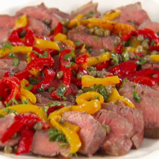 Grilled Sirloin Steaks with Pepper and Caper Salsa