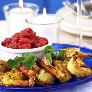 Grilled Spicy Shrimp with Sweet Tomato Chutney