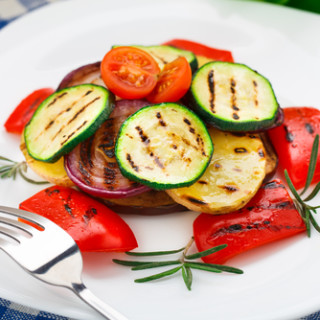 Grilled Summer Squash or Zucchini, Onion, & Tomatoes
