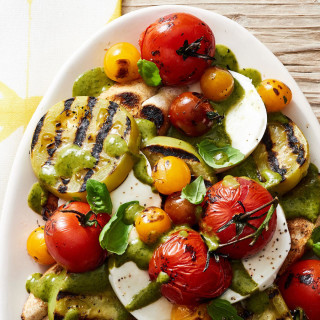 Grilled Tomato Salad with Creamy Basil Dressing