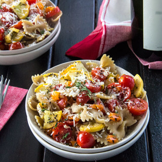 Grilled Veggie Pasta with White Wine and Parmesan