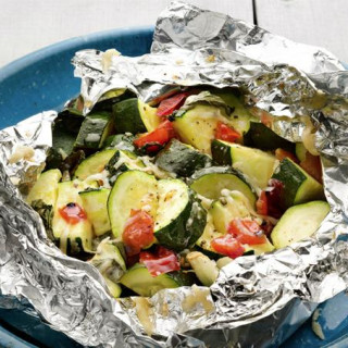 Grilled Zucchini and Tomatoes in Foil