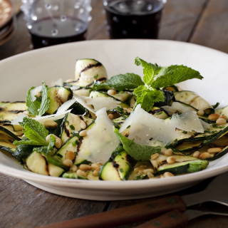 Grilled Zucchini Salad with Lemon-Herb Vinaigrette and Shaved Romano and To