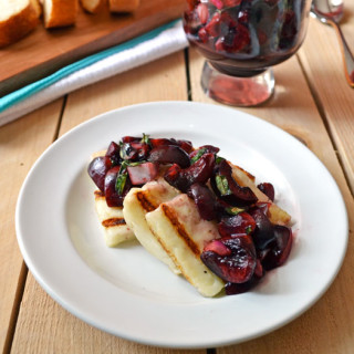 Grilled Halloumi Cheese with Fresh Cherry Salsa {California Olive Ranch Gri