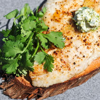 Grilling: Planked Whitefish with Cilantro-Lime Butter