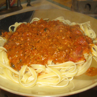 Ground Beef And Sausage With Pasta In Tomato Cream Sauce