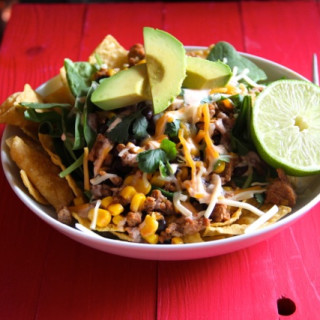 Ground Turkey Taco Salad with Corn and Black Beans