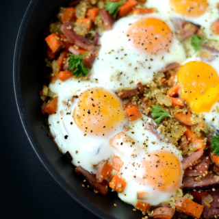 Ham n’ Quinoa Hash with Baked Eggs