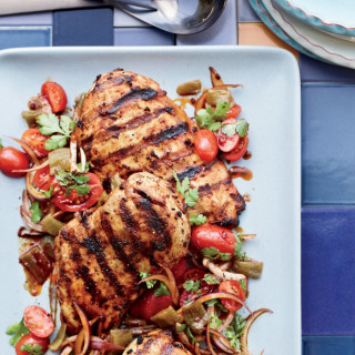 Harissa Chicken with Green-Chile-and-Tomato Salad