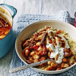 Harissa spiced lamb with cannellini beans