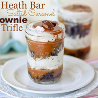 Heath Bar Salted Caramel Brownie Trifles