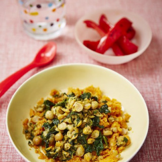 Helen’s chickpea and spiced spinach smash with sweet potato