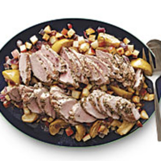Herbed Pork Tenderloin with Mustard-Roasted Apples and Potatoes
