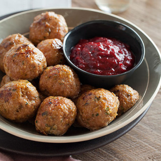 Herbed Turkey Meatballs and Cranberry Barbeque Sauce