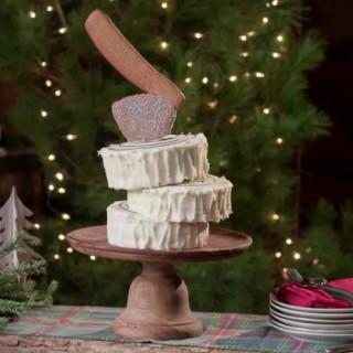 Holiday Yule Log with Ax Topper