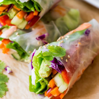 Homemade Fresh Summer Rolls with Easy Peanut Dipping Sauce