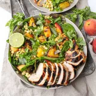 Honey Lime Chicken with Grilled Peach &amp; Corn Salad