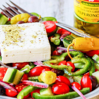 Horiatiki Salad with Golden Greek Peperoncini