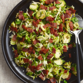 Hot Brussel Sprout Slaw with Bacon