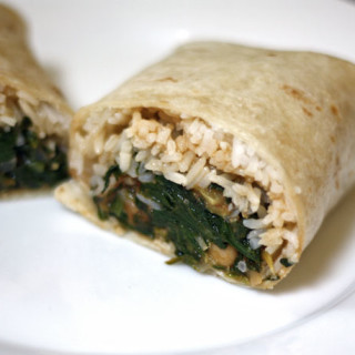 Indian Burrito with Spinach, Chickpeas, and Tomato