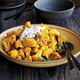 Indian-spiced potatoes with cauliflower