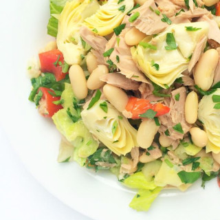 Italian Chopped Salad with Tuna, Artichokes and Cannellini Beans