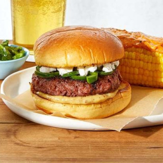 Jalapeño &amp; Goat Cheese Beyond Burgers™ with Corn on the Cob